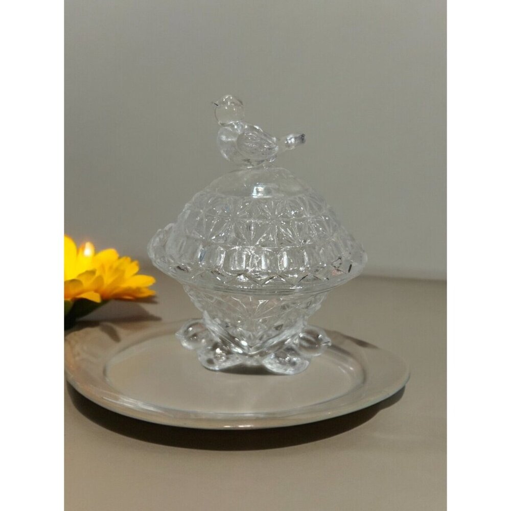Vintage Hofbauer Byrdes Bird Lead Crystal Footed Container